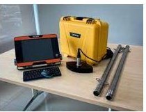Survey instrument case opened on site