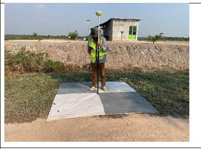 Checkerboard ground control target laid on a track